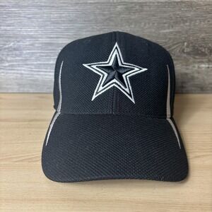 Dallas‎ Cowboys Hat Cap Fitted Mens Large Black White NFL Football Polyester